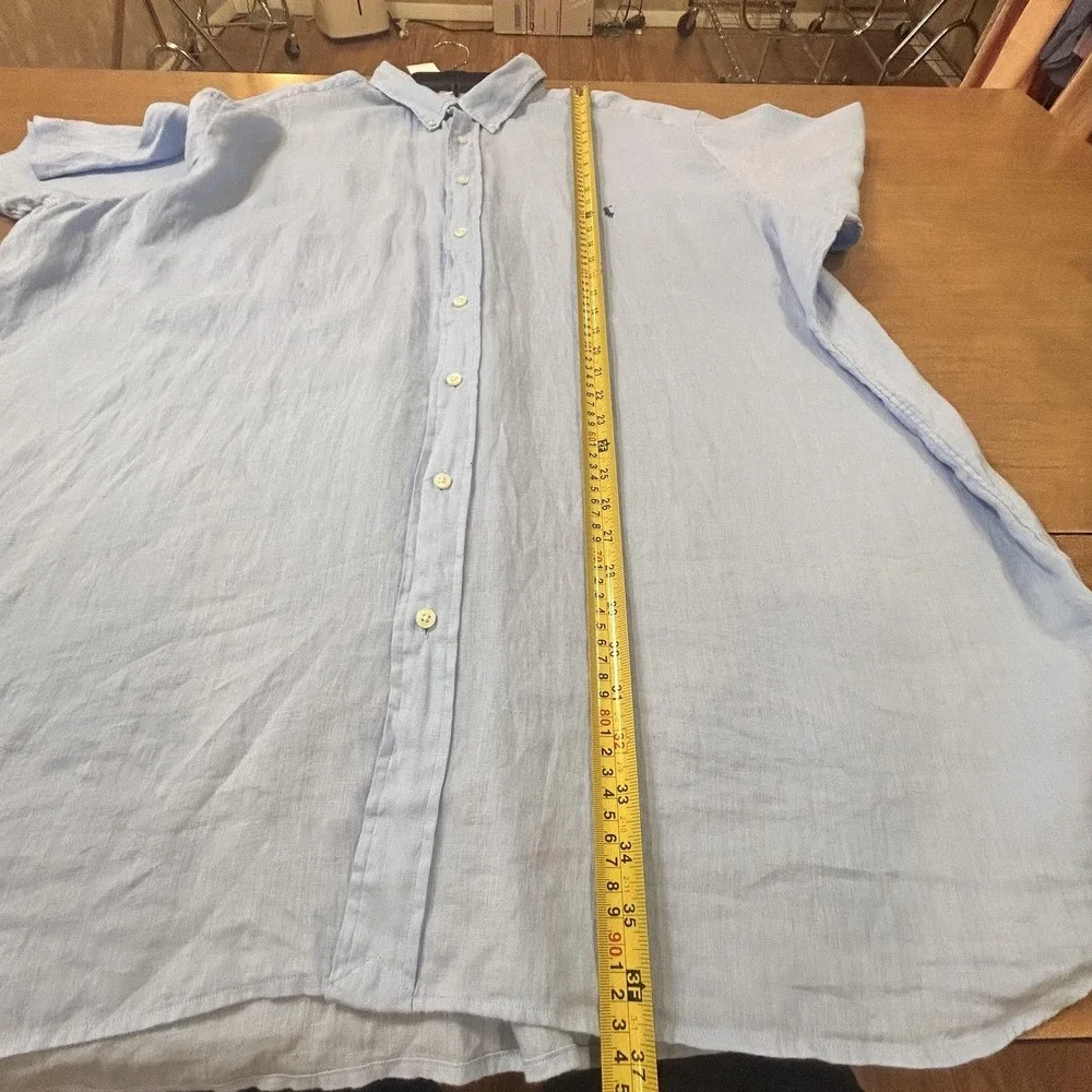 Polo Ralph Lauren Shirt Mens 3XLT Blue Linen Short Sleeve Button Down Casual NEW
